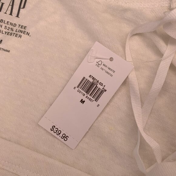 NWT Gap Linen Blend Tee - Off-White - Size M - Picture 4 of 5